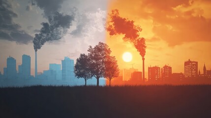 Climate Change: A Divided World, Two contrasting futures.  Industrial Pollution vs.