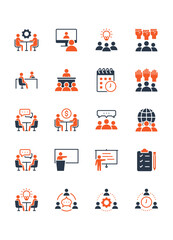 set of meeting icons, conference, interview