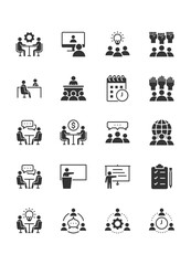 set of meeting icons, conference, interview