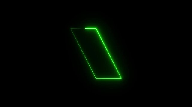 Glowing neon blue color square frame animation.