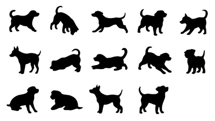 silhouette, dog, vector, animal, pet, black, mammal, silhouettes, puppy, pets