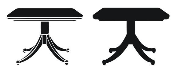 Image of a kitchen table, on one leg, side view