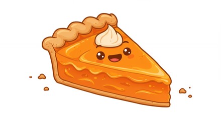 Cute cartoon slice of pumpkin pie