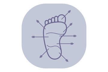 Simplified foot outline surrounded by lines, symbolizing health, wellness, and podiatry services. Concept of care and medical attention for feet