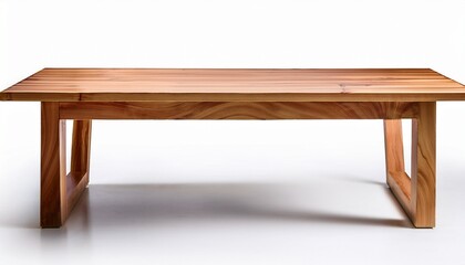 wooden modern table on white background