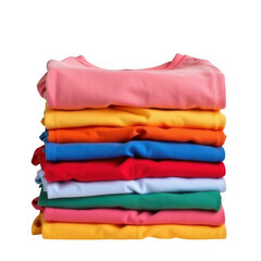 Stack of Colorful T-Shirts Neatly Arranged for Retail Display