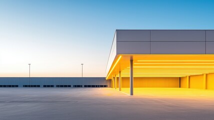 Obraz premium A modern underground parking area at night featuring a clean and spacious design.