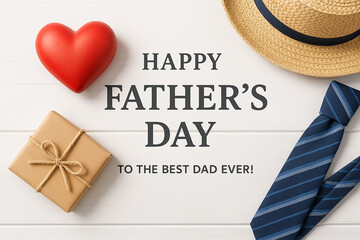 Happy fathers day gift present heart tie hat best dad ever