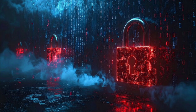 Cybersecurity and privacy, cyber security concept with digital padlock