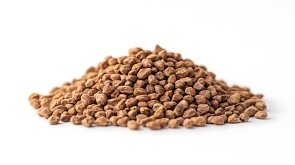 Brown chickpeas pile, food, white background, healthy