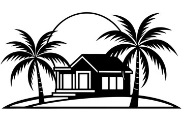 Obraz premium Coastal Villa with Sun and Beach Design