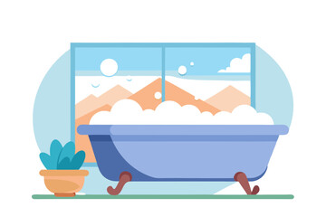 Bathroom Scene with Bubble Bath Vector