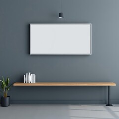 A simple interior with copy space and a billboard with an empty mockup display and advertising poster