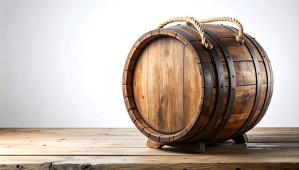 Rustic Wooden Barrel on Wooden Table