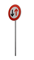  Speed Limit and Two-Way Traffic Sign Slanted View Isolated on Transparent Background, PNG