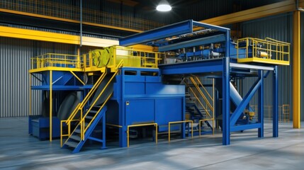 Industrial machinery in a large factory.