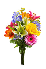 Vibrant Spring Bouquet Colorful Lilies, Roses, and Gerberas