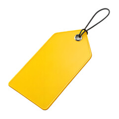 Yellow blank price tag 3d render icon isolated on transparent background