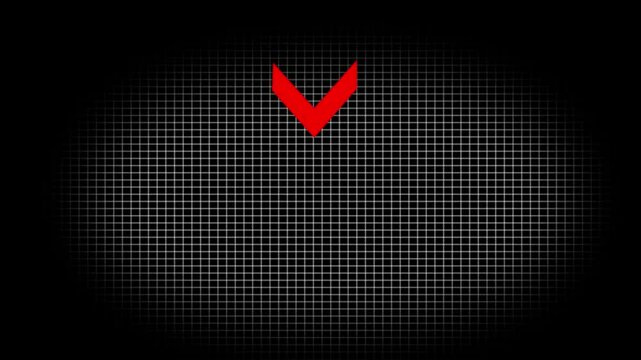 Neon down direction arrow icon animation on black background. Animated arrow icon pointing down .neon down arrow animation concept. 4k