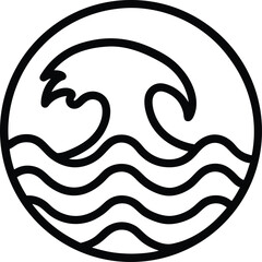 Ocean Wave Icon Outline Vector Illustration