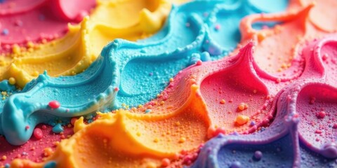 Swirls of vibrant pastel frosting, meticulously crafted with colorful sprinkles, creating a delightful and visually appealing confectionery masterpiece