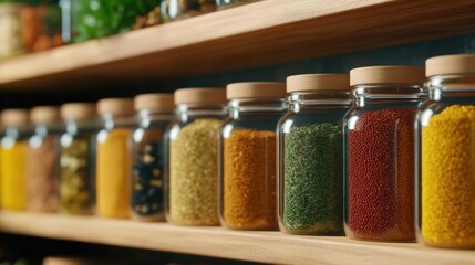 Variety of spices in a pantry