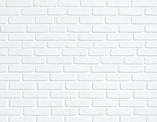 Fototapeta premium White Painted Old Brick Wall Panoramic Background, Rustic and Vintage Texture