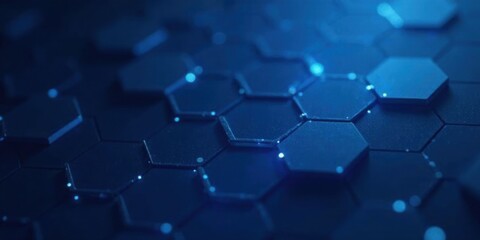 Abstract Hexagonal Pattern A Deep Blue Technological Background Featuring Illuminated Geometric Shapes