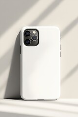 Minimalist White Phone Case with Soft Light and Shadow Background