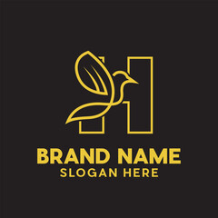 simple letter H Bird modern line design template