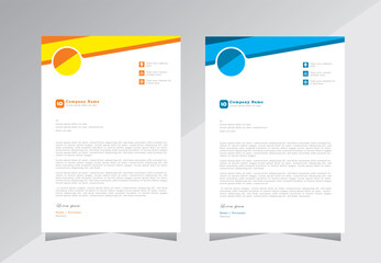 Professional Letterhead Template Set, A4 letterhead, Business letterhead design. corporate modern letterhead design template with yellow and blue color, Creative design,