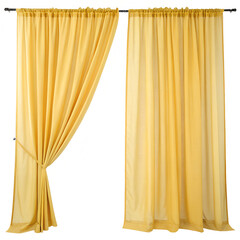 Yellow curtains isolated on white background