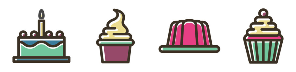 Color candy icon set. Candy element vector collection. Lolli pop icons. Vector illustration eps 10