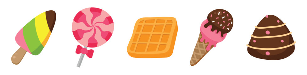 Color candy icon set. Candy element vector collection. Lolli pop icons. Vector illustration eps 10