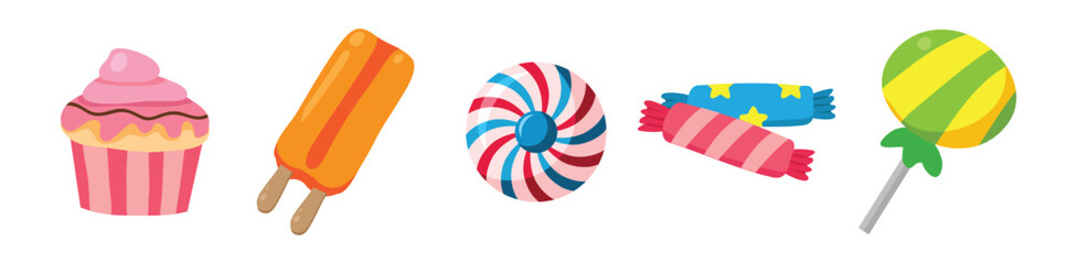 Color candy icon set. Candy element vector collection. Lolli pop icons. Vector illustration eps 10