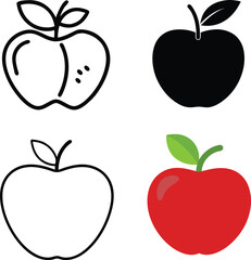 Apple vector icon set on white