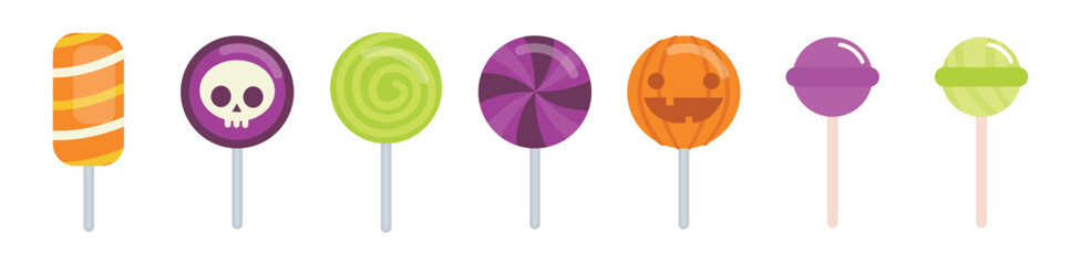 Color candy icon set. Candy element vector collection. Lolli pop icons. Vector illustration eps 10