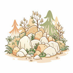 Nature Scene with Rocks Vector Icon