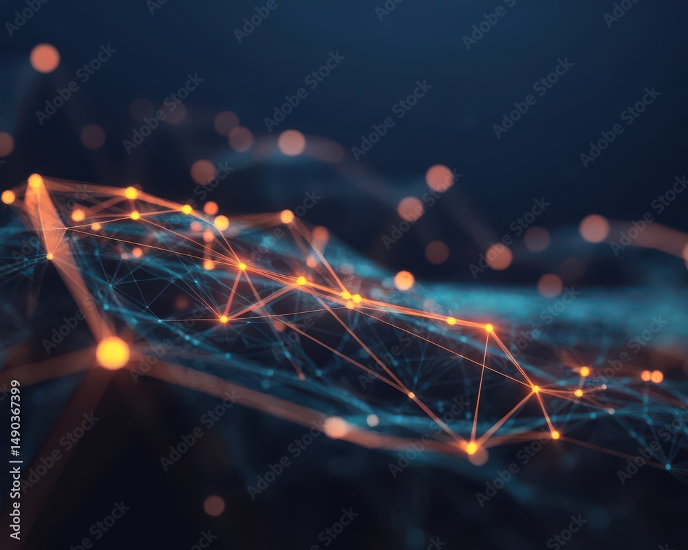 Poster abstract technological network plexus background depicting complex data connection