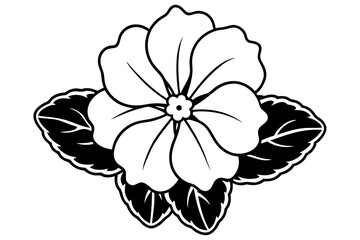 Fototapeta premium primrose flower silhouette line art vector illustration with a white background