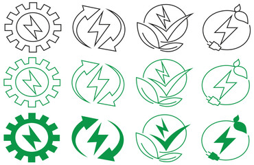 Sustainable Energy and Eco Power Vector Icons