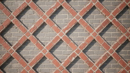 Red brick cross lattice pattern on gray brick wall isolated on white background  full hd 4k download