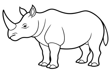 rhino silhouette line art vector illustration with a white background