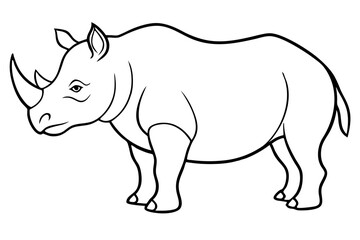 rhino silhouette line art vector illustration with a white background