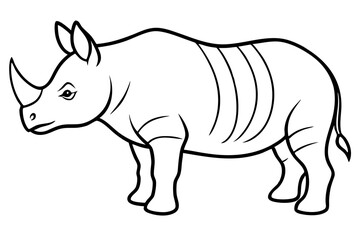 rhino silhouette line art vector illustration with a white background