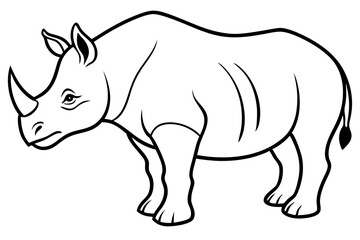 rhino silhouette line art vector illustration with a white background