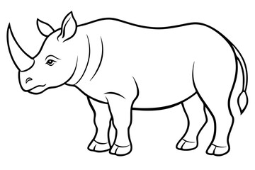 rhino silhouette line art vector illustration with a white background