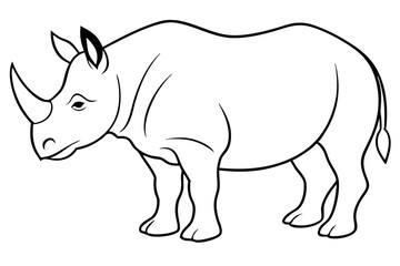 rhino silhouette line art vector illustration with a white background