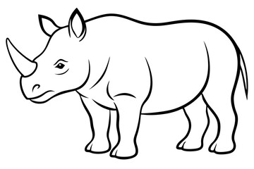 rhino silhouette line art vector illustration with a white background