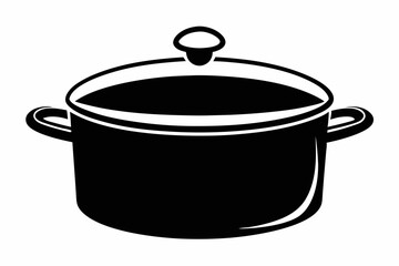 saucepan silhouette line art vector illustration with a white background
